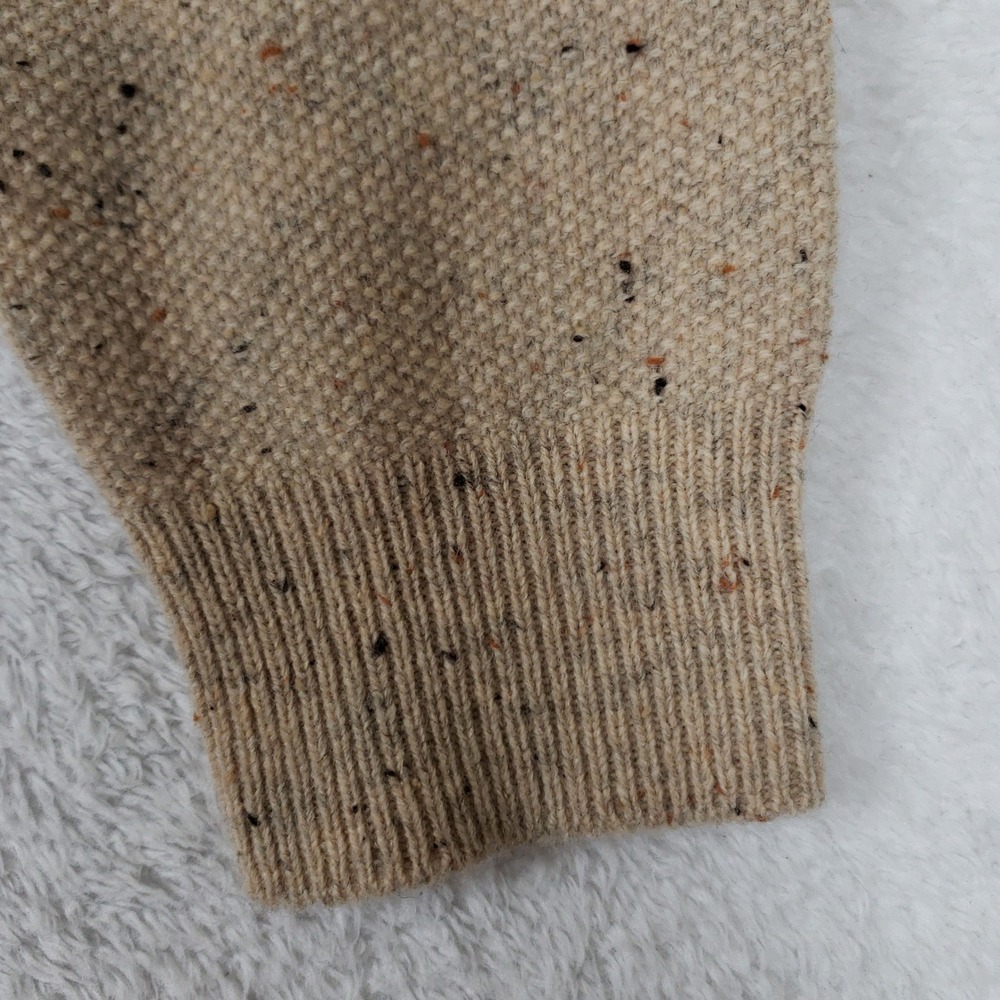 Jos. A. Bank M Lambswool Donegal Fleck Quarter Zip Sweater Beige Mock Fisherman - Picture 5 of 11